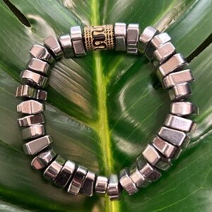 hematite chunky 10mm handmade beaded bracelet